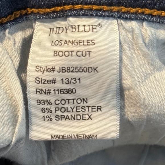 Judy Blue Jeans Women 13 Bootcut Dark Wash Frayed Hem Style High Rise JB82550DK - Picture 9 of 10